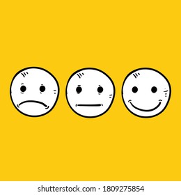 hand drawn doodle Quality and feedback emoticon illustration vector isolated