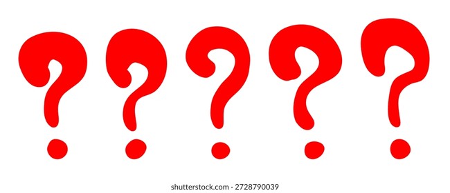 Conjunto de signo de interrogación de doodle dibujado a mano. Doodle marcador punto de pregunta. Signos de interrogación de puntuación. Ilustración vectorial negra aislada sobre fondo blanco.