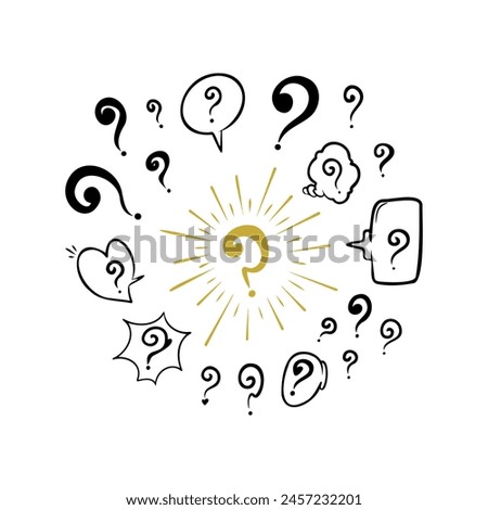 hand drawn doodle question mark collection