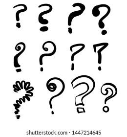 hand drawn doodle question marks set illustration