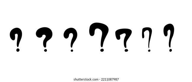 Hand Drawn Doodle Question Marks. Doodle Marker Ask Point. Punctuation Marks. Black Vector Illustration On White Background.