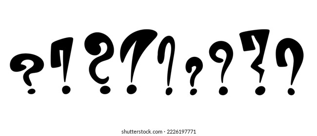 Handgezeichnete doodle Fragezeichen. Doodle Marker Fragepunkt. Satzzeichen. Schwarze Vektorgrafik auf weißem Hintergrund.