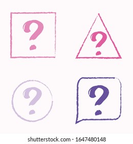 Hand drawn doodle questions marks set.  Help symbol.  Question mark sign icon. Ask for help.  Vector