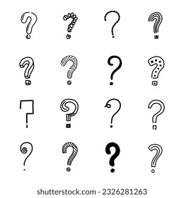 Marcas de preguntas de doodle dibujadas a mano
