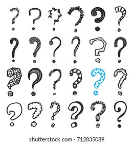 Hand drawn doodle questions marks vector set