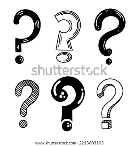 Hand drawn doodle questions marks set. Vector illustration isolated on white.