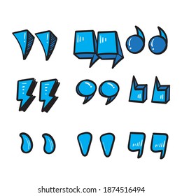 Hand Drawn Doodle Quotation Mark Icon Illustration Vector Isolated