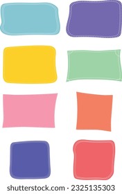 Hand drawn doodle quote frame set.  Quote posters blank template collection. Various shaped text boxes. Colorful empty shapes with copy space. Vector illustration