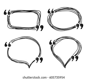 Hand Drawn Doodle Quotes Boxes, Speech Bubbles, Sketch Vector Frames