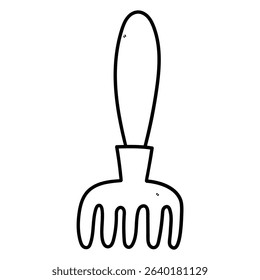 Hand drawn doodle rake isolated on white background. Vector illustration.