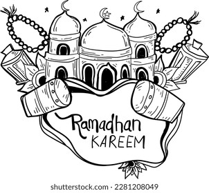 Doodle dibujado a mano Ramadhan Vector