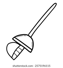 Hand drawn doodle rapier isolated on white background. Vector illustration.