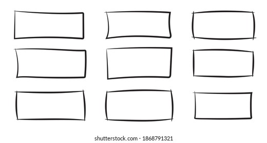 Hand drawn doodle rectangle frames, Text box and frames.