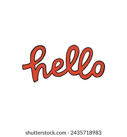 Hand drawn doodle red lettering hello isolated on white background. Vector illustration.