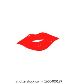 labios rojos dibujados a mano ilustraciones vectoriales aislados
