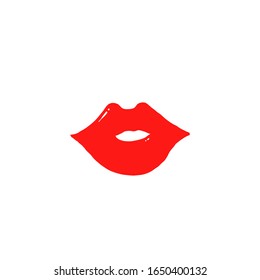 hand drawn doodle red lips ilustration vector isolated