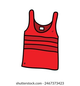 Hand drawn doodle red tank top isolated on white background. Vector illustration.