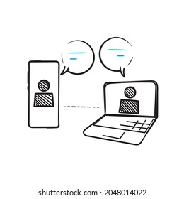 hand drawn doodle remote work jobs illustration icon isolated