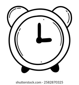 Hand drawn doodle retro alarm clock isolated on white background. Vector illustration.