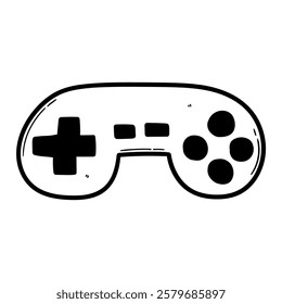 Hand drawn doodle retro video game joystick isolated on white background. Vector illustration.