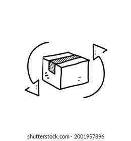 hand drawn doodle return package or order illustration vector