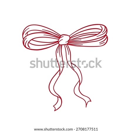 Hand drawn doodle ribbon bow vector illustration. Holiday clipart. Infantilization aesthetic