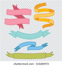Hand drawn doodle ribbon set.