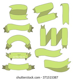 Hand drawn doodle ribbons collection