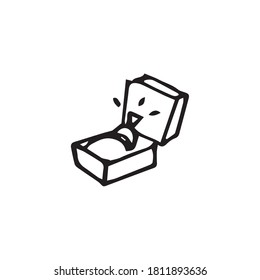 Hand drawn doodle ring gift. Marriage proposal. Vector illustration