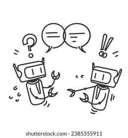 handgezeichneter Doodle-Roboter mit Karikatur für Blasenkatalog
