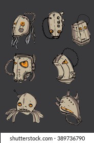 hand drawn doodle robot character
