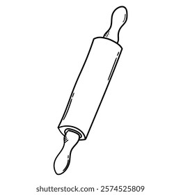 Hand drawn doodle rolling pin isolated on a white background. Vector illustration.