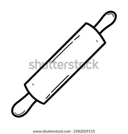 Hand drawn doodle rolling pin isolated on a white background. Vector illustration.