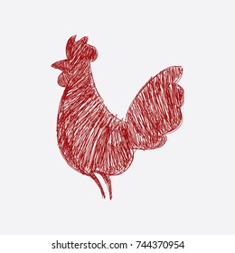 Hand Drawn Doodle Rooster Illustration