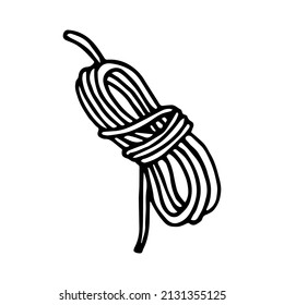 Handgezeichnetes Doodle-Seil. Vektorcamping-Saite. Umriss.