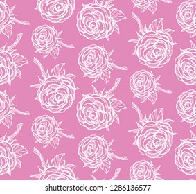 Hand drawn doodle rose pattern background