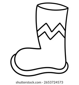 Handgezeichneter Doodle-Gummistiefel einzeln auf weißem Hintergrund. Vektorgrafik.