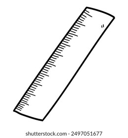 Hand drawn doodle ruler isolated on white background. Vector illustration.