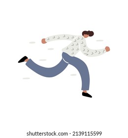 Hand drawn doodle running person. Concept of moving fast. Isolated vector illustration