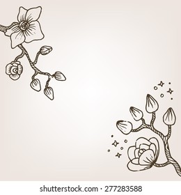 hand drawn doodle sakura vector illustration
