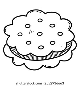 Hand drawn doodle sandwich cookie isolated on white background. Vector illustration.