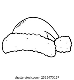 Dibujado a mano doodle sombrero de Santa Claus aislado sobre fondo blanco. Navidades y concepto de Año Nuevo. Ilustración vectorial.