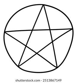 Rabiscar desenhado à mão da estrela de Satanás isolado em um fundo branco. Ilustração vetorial.