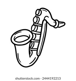 Hand drawn doodle saxophone isolated on white background. Vector illustration.