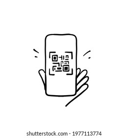 hand drawn doodle scan qr code illustration vector isolated background