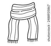 Hand drawn doodle scarf isolated on white background. Vector illustration.
