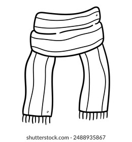 Hand drawn doodle scarf isolated on white background. Vector illustration.