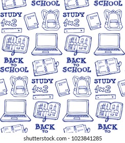 Hand drawn doodle school pattern. School background