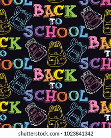 Hand drawn doodle school pattern. School background