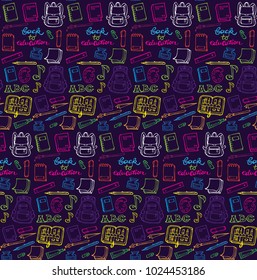 Hand drawn doodle school pattern. School background